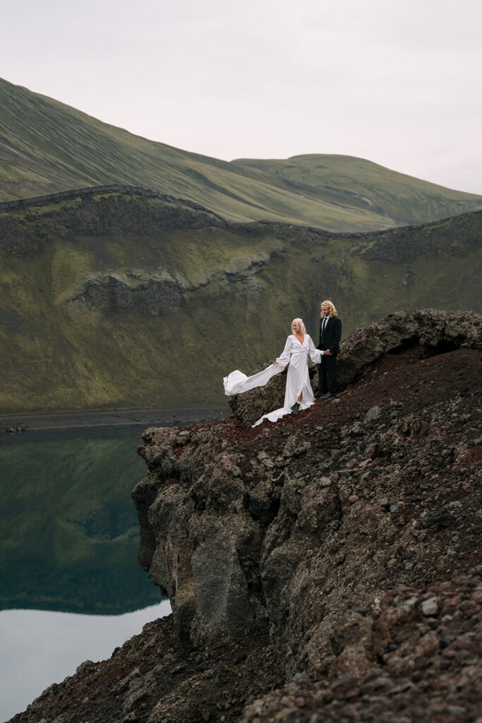 crater near the mountains in the highlands Iceland