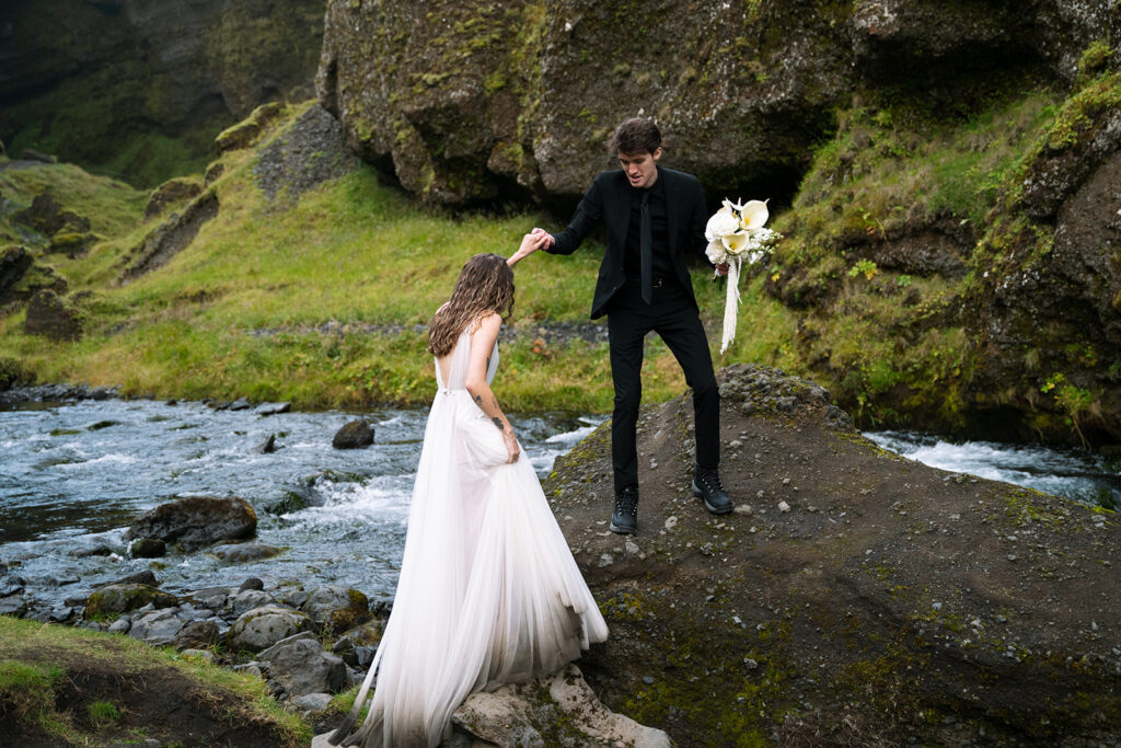 Icelandic wedding elopement skogasfoss 