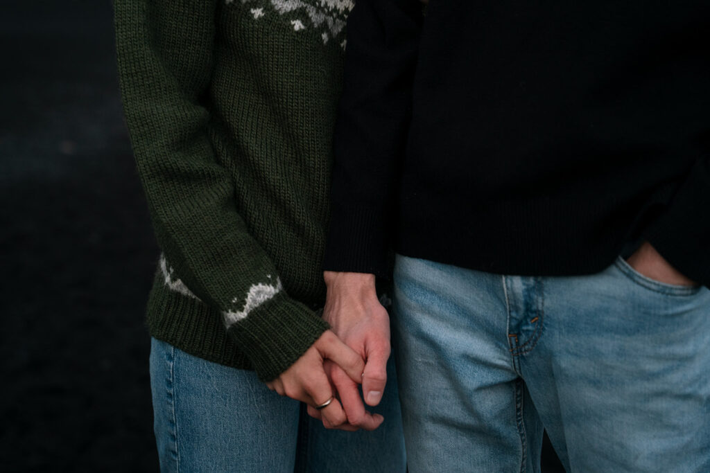 newlyweds hand in hand iceland elopements